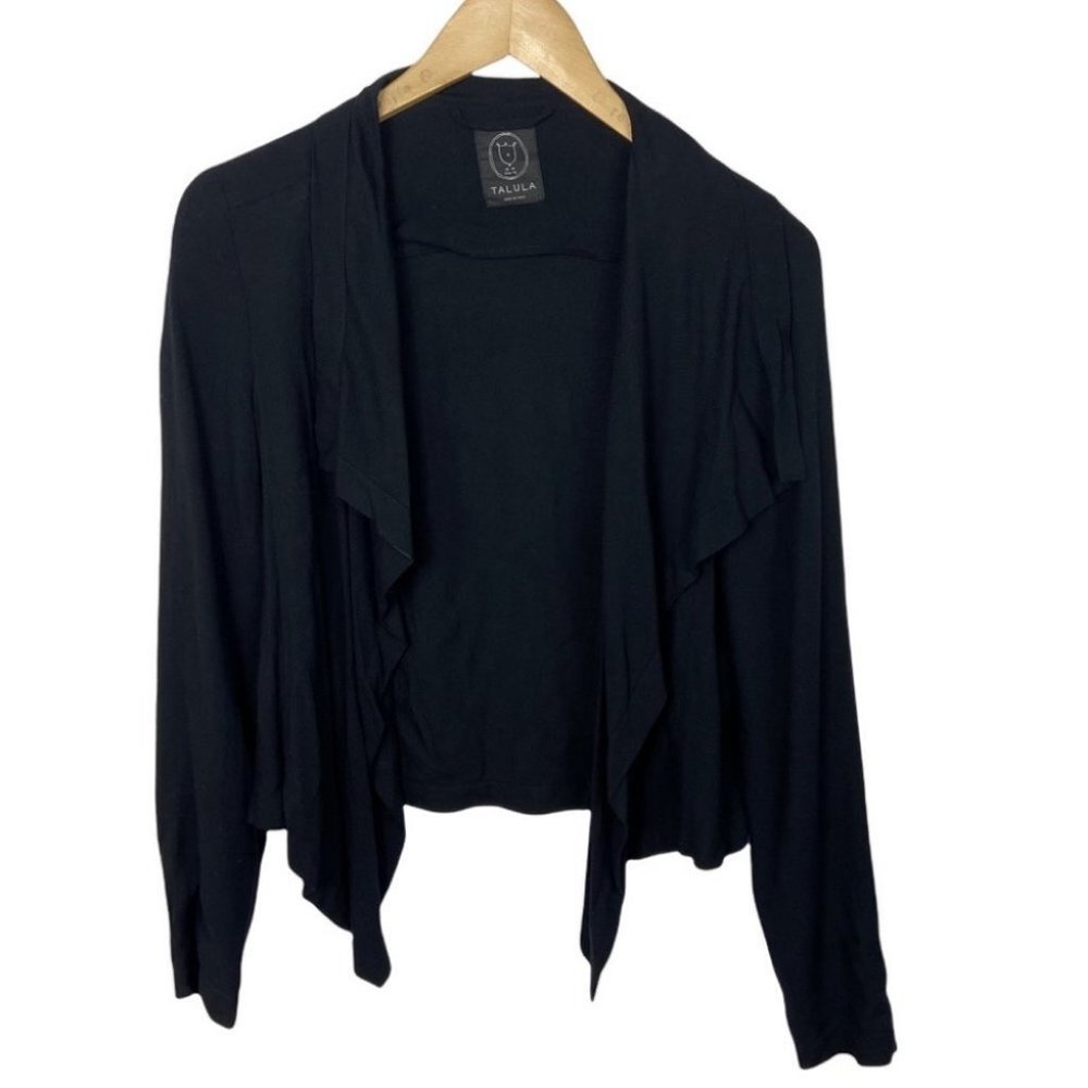 Aritzia Talula Open Front Drape Black Size‎ 4 Blazer Viscose Cupro Rayon Jacket